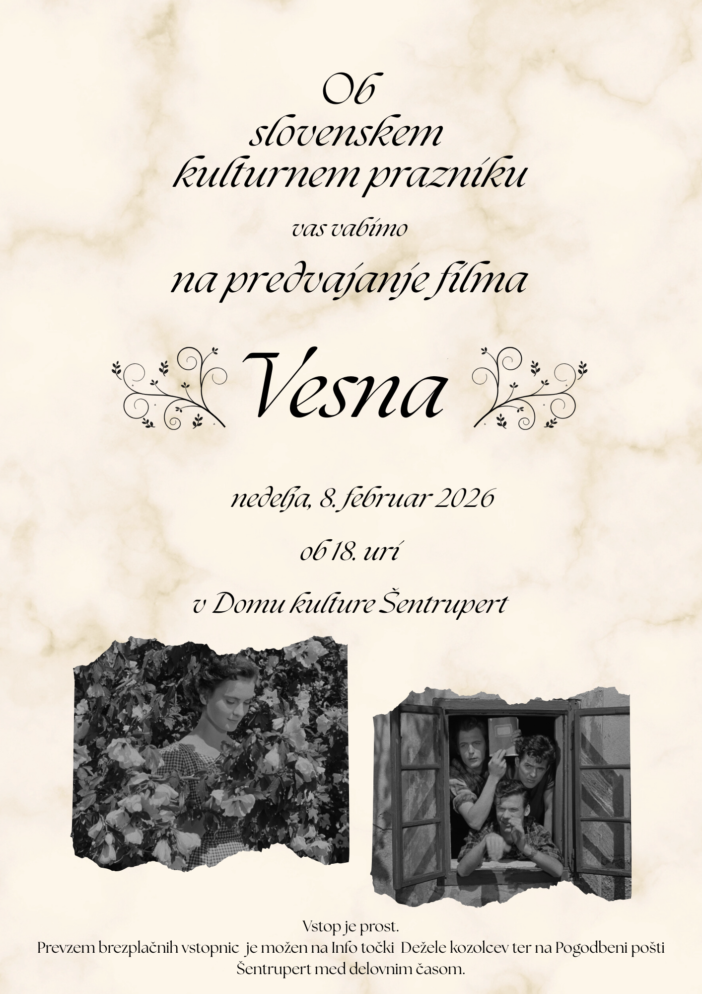 Ob slovenskem kulturnem prazniku vas vabimo na predvajanje filma